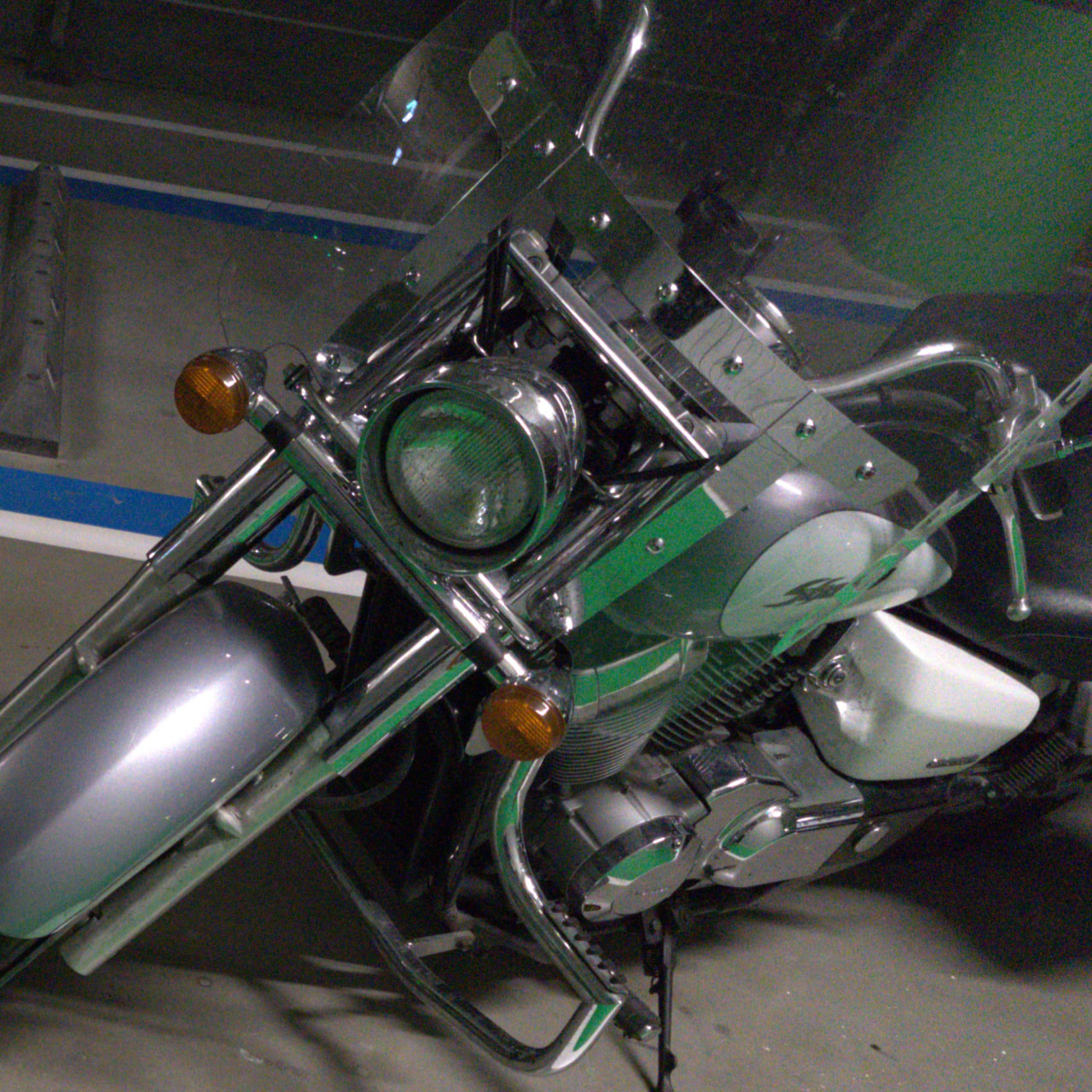 motorcycle in underground parking