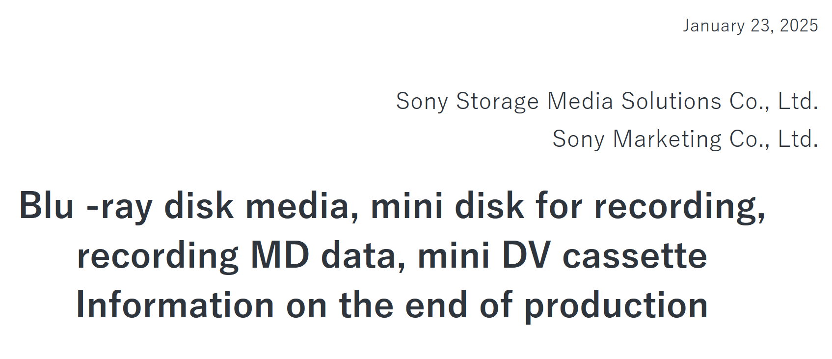 Sony discontinue MD